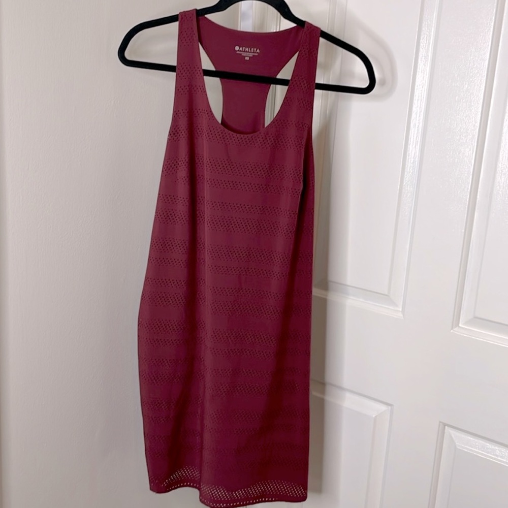 Athleta Racerback Lined Dress Size XS Burgundy - Picture 4 of 8